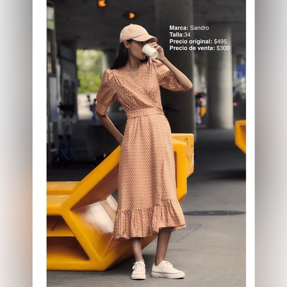Sandro Terracotta Midi Dress